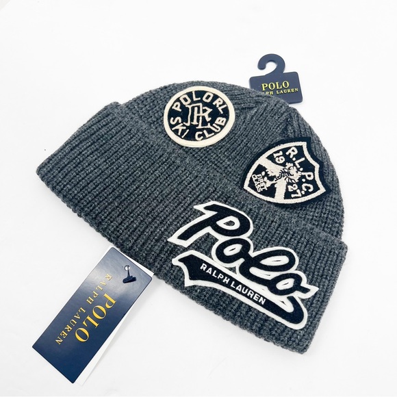 Polo Ralph Lauren POLO SCRIPT RL SKI CLUB PATCH Design Cuffed Beanie - Picture 2 of 13